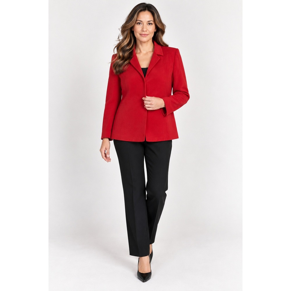 Kasper Red Blazer Jacket‎ Career Business Office Wear Size 4P Classic